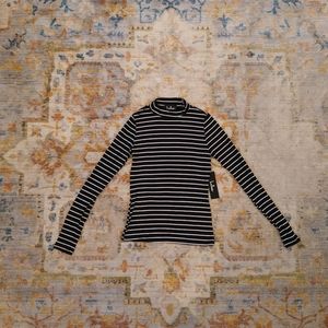 Lulu's Black Striped Mock Neck Top
